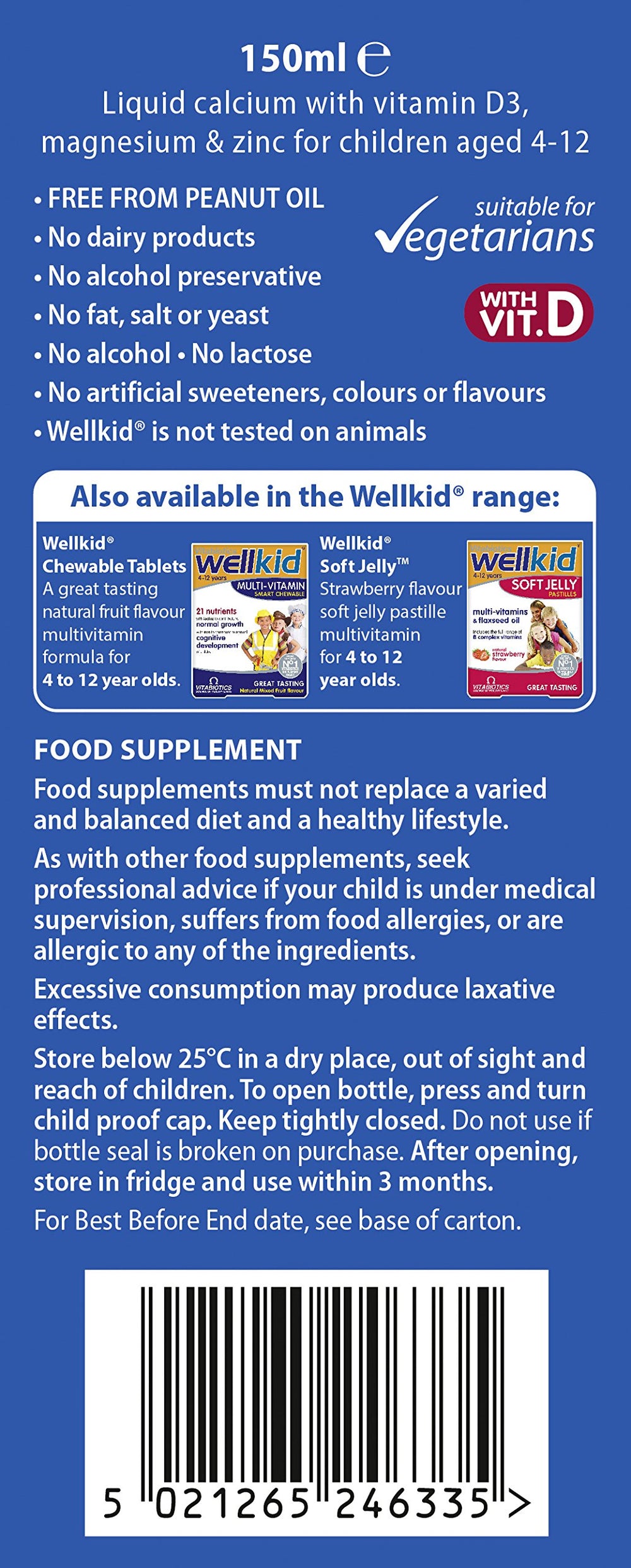 Wellkid Calcium Liquid 150ml bottle close-up
