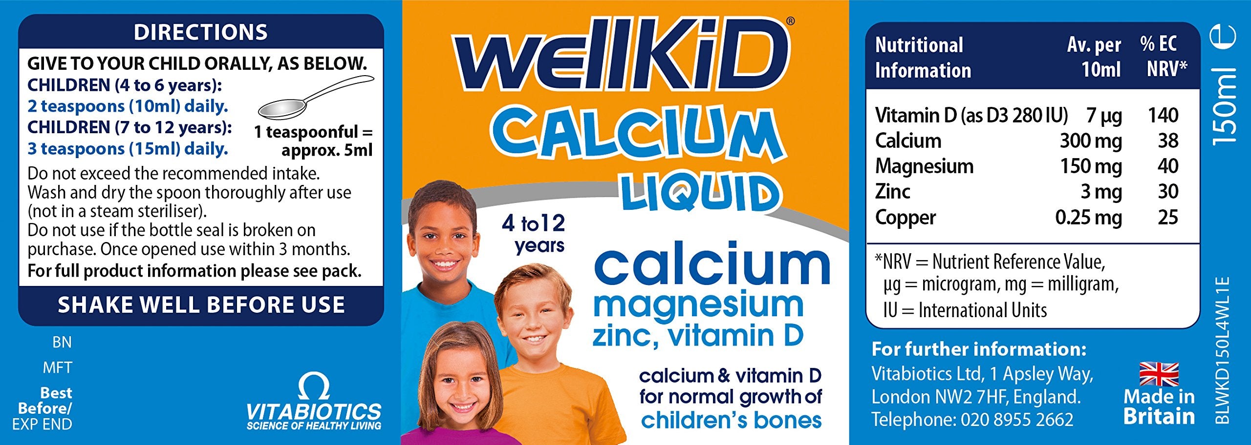 Lifestyle shot of a child using Wellkid Calcium Liquid