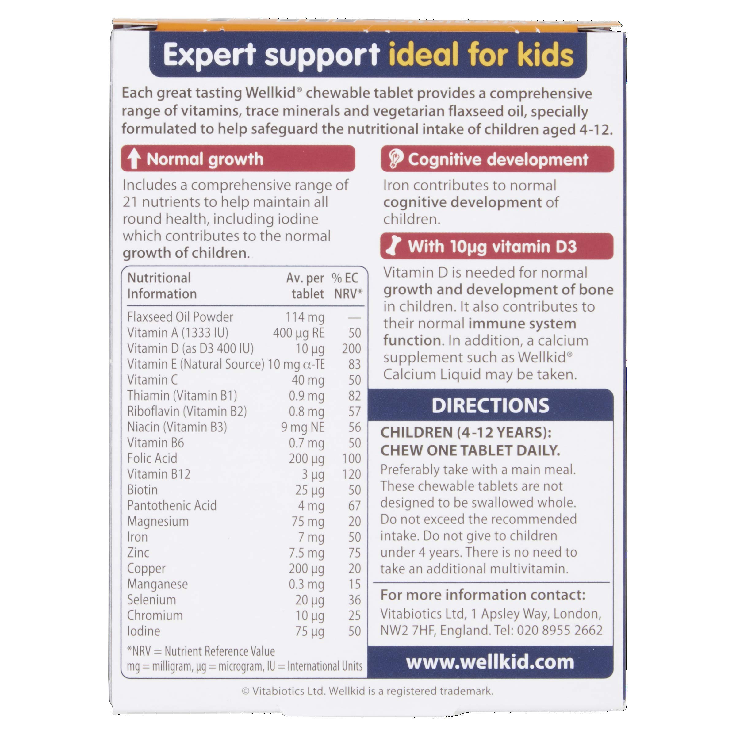 Close-up of Wellkid Smart Chewable tablets