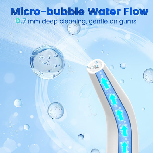 Close-up of precision nozzle on WellLeo Water Flosser