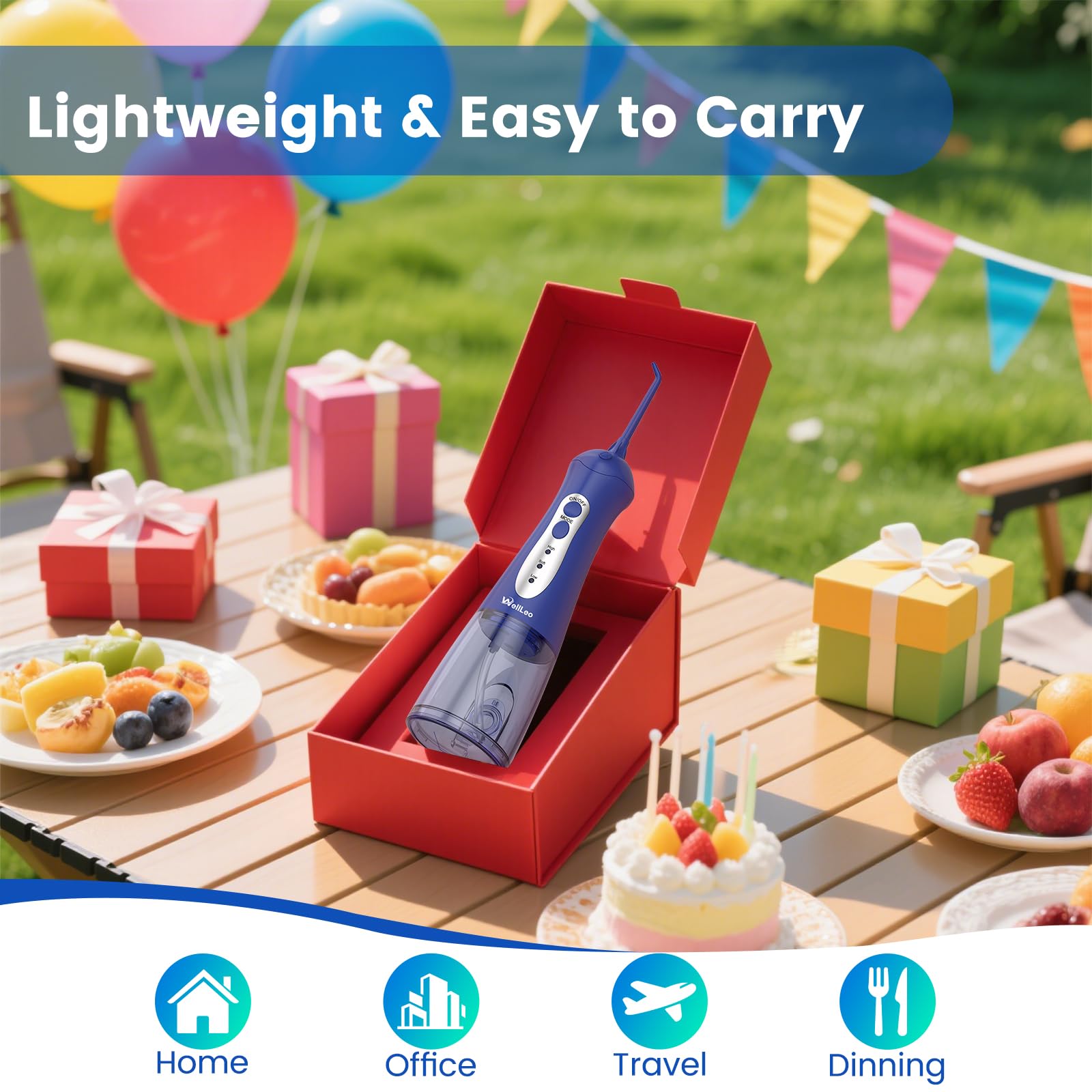 What you get: water flosser, 5 jet tips, USB cable, and user manual