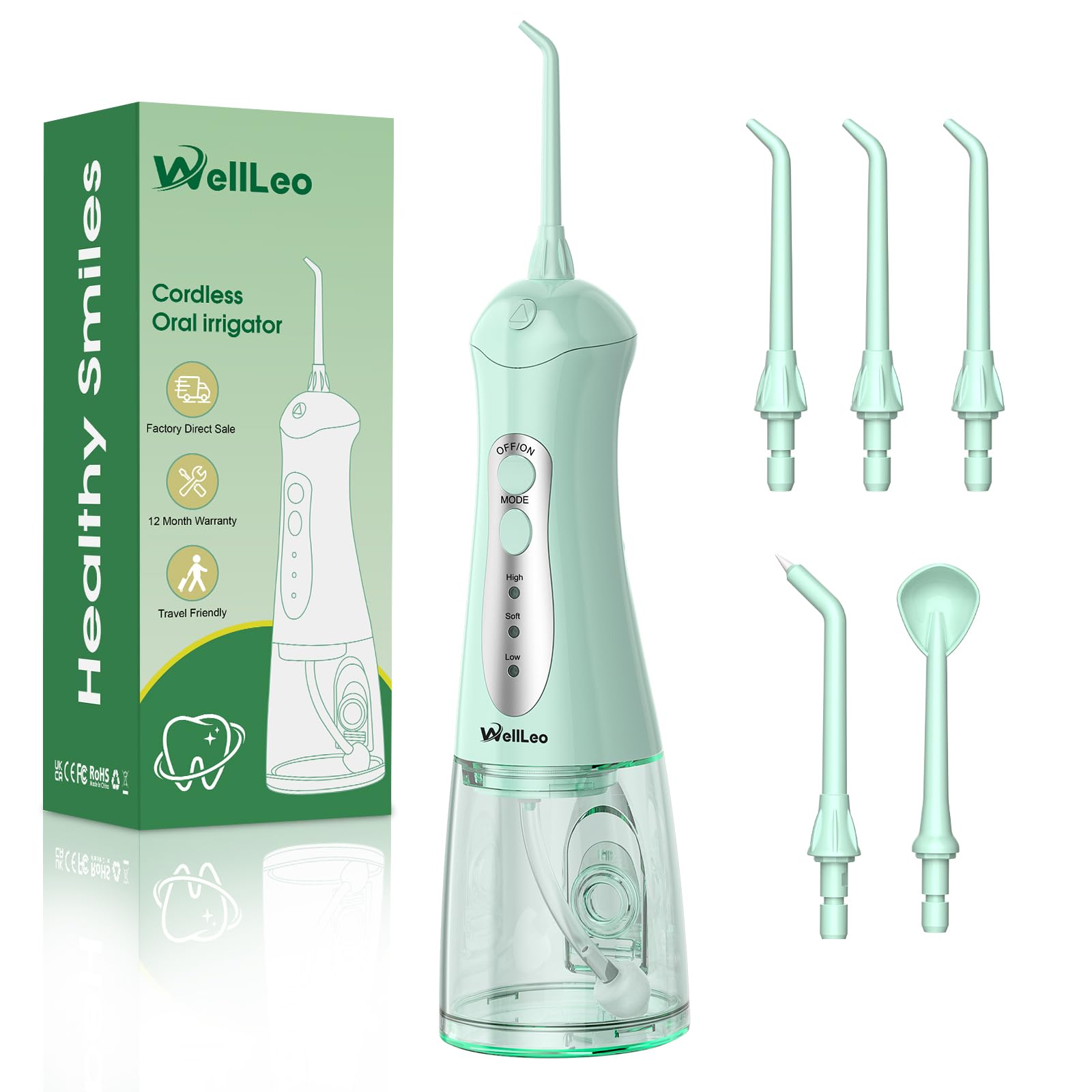 Front view of WellLeo Water Flosser