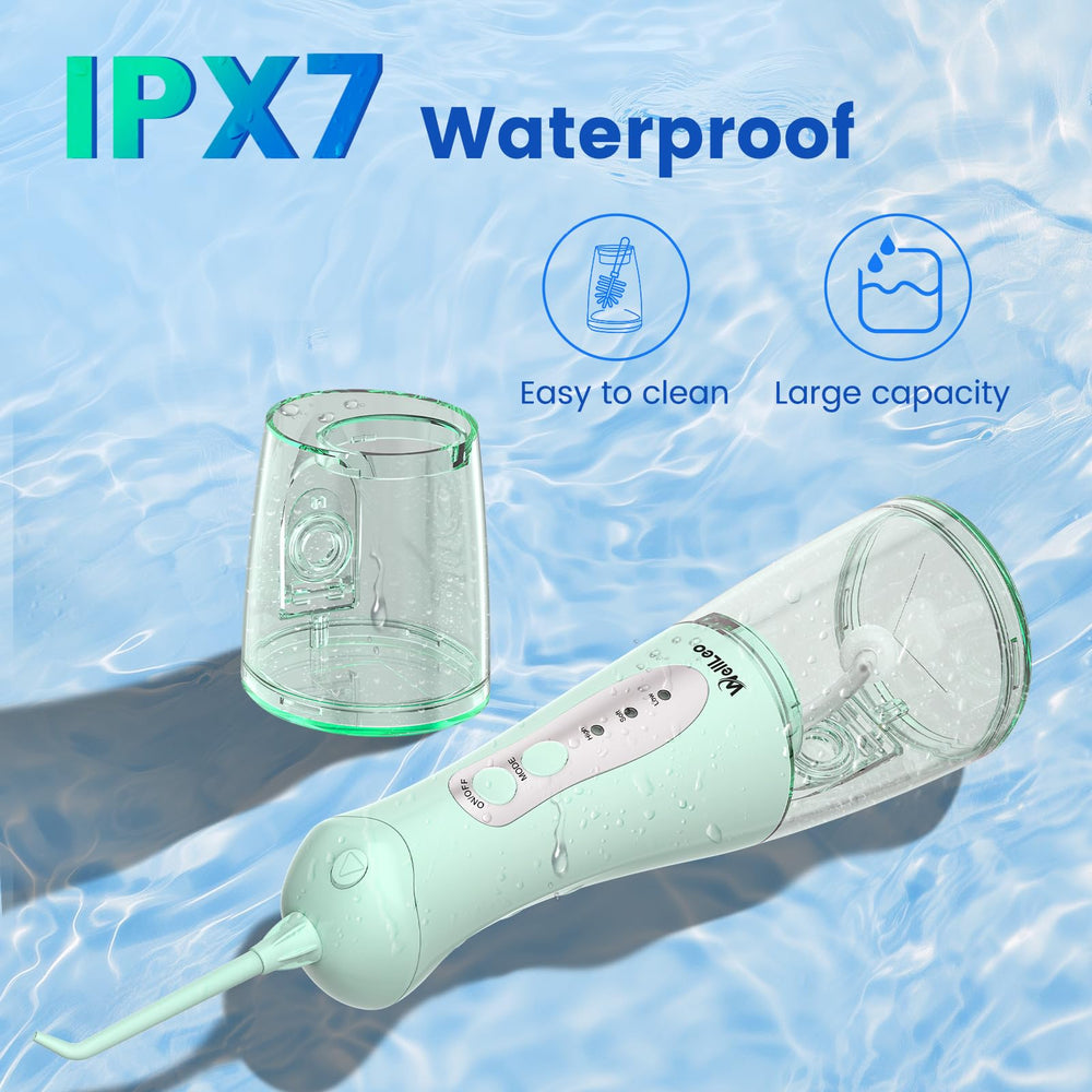 WellLeo Water Flosser IPX7 waterproofing for shower use