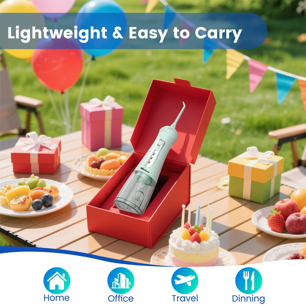 WellLeo Water Flosser packaging and contents