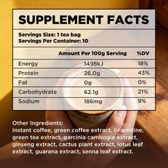 Daily wellness routine with coffee cup and sachets