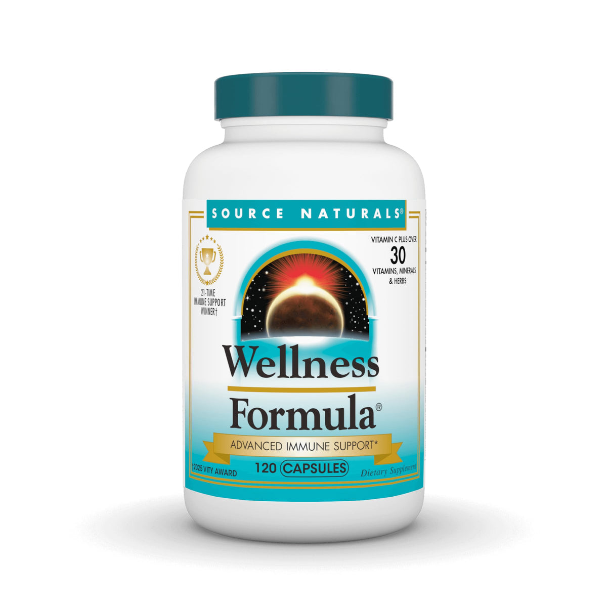 Wellness Formula immune support hero shot with 120 capsules
