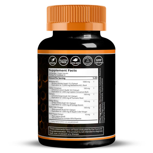 WELLNESS LABSRX close-up of brown berberine capsules for easy swallowing