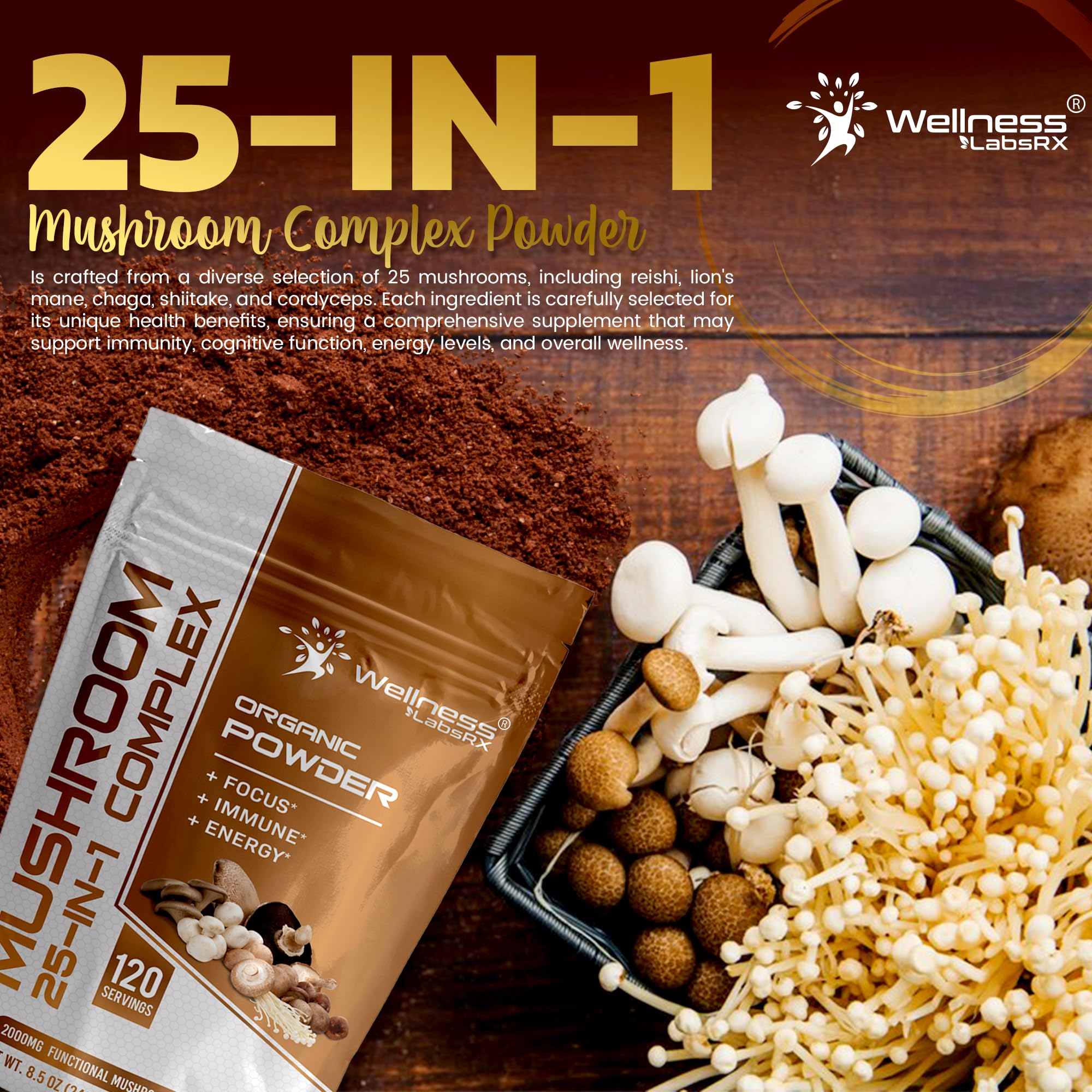 Label showing 2000mg per serving and 120 servings per container
