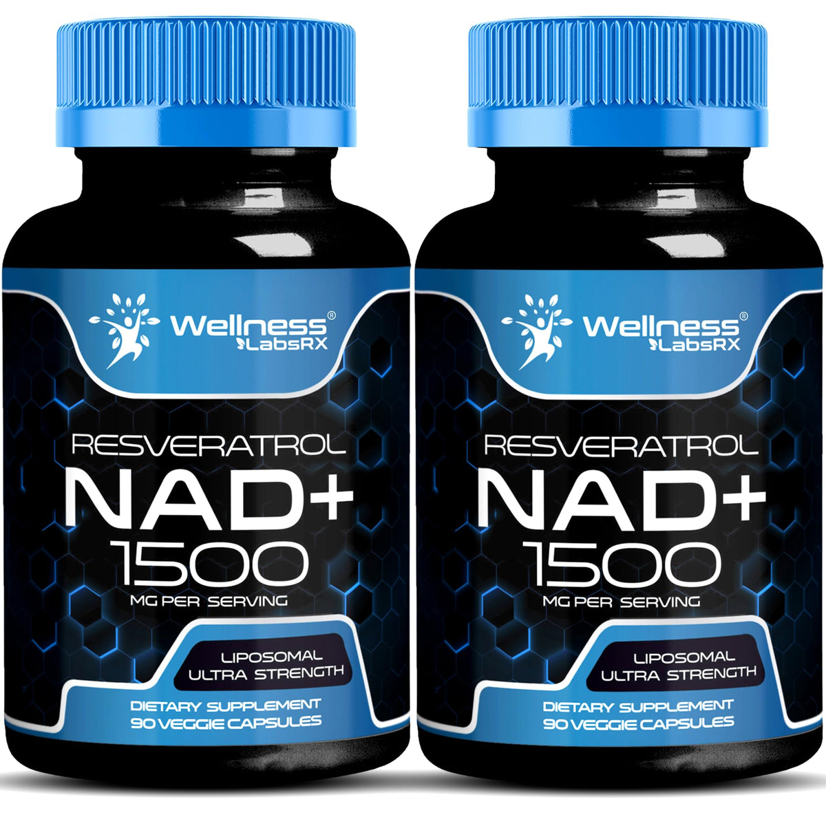 WELLNESS LABSRX NAD 1500mg bottle label with Resveratrol