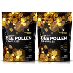 WELLNESS LABSRX Organic Bee Pollen Granules in a jar for daily nutrition.