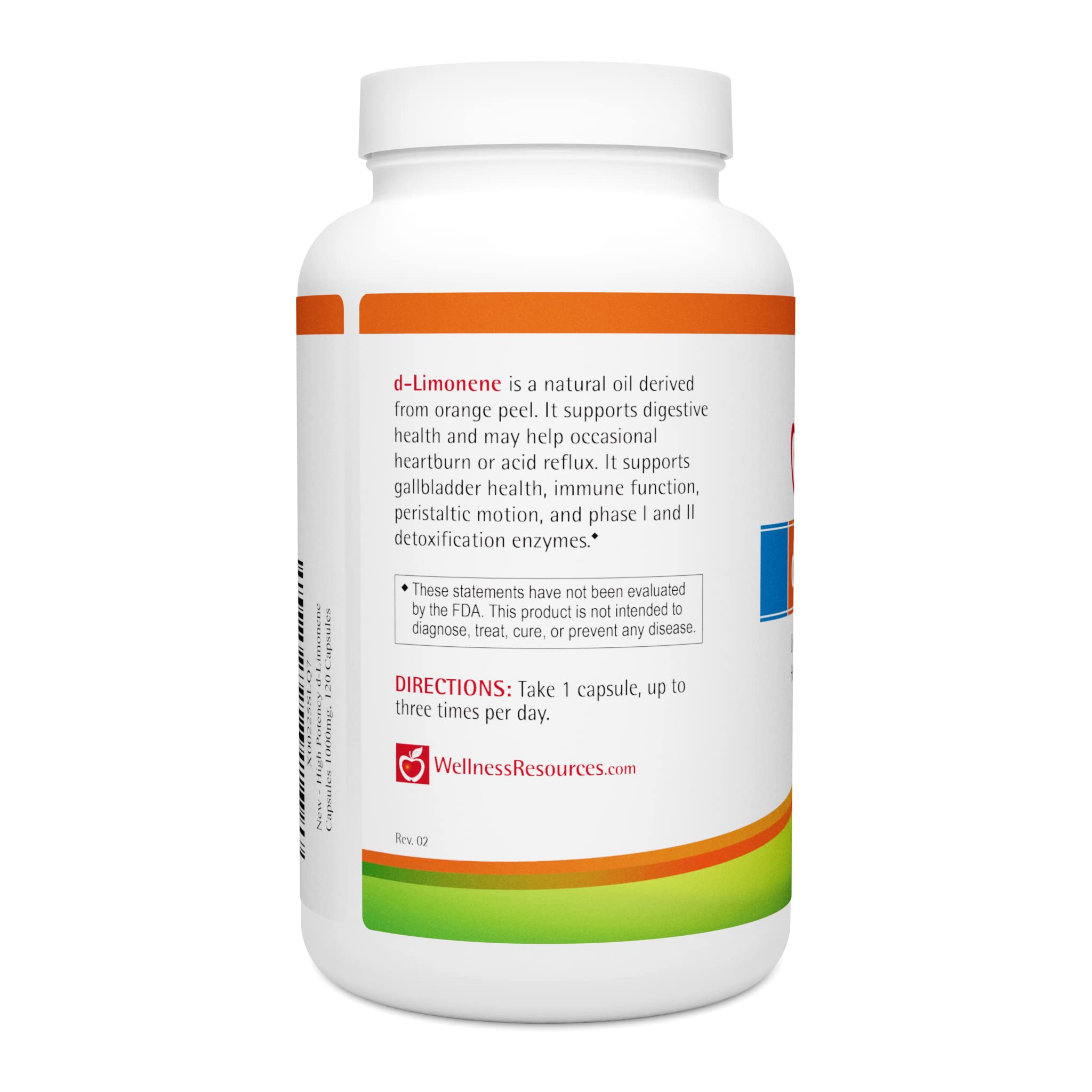 Wellness Resources d-Limonene ingredients label highlighting orange peel origin.