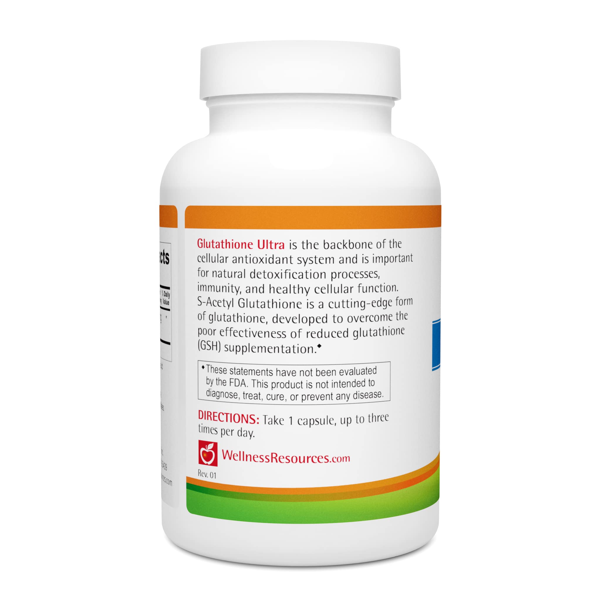 Supplement facts panel for SAG glutathione