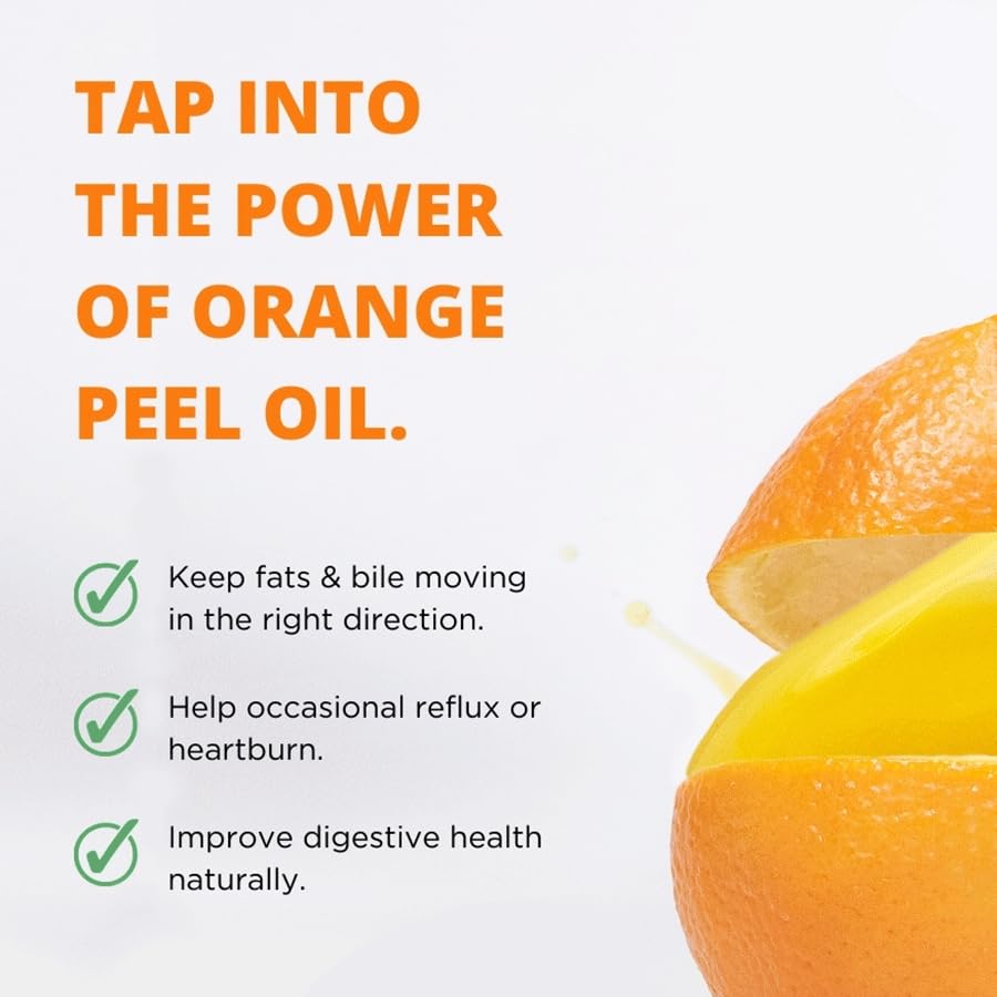 Wellness Resources orange peel oil illustration indicating natural orange oil for digestive wellness.