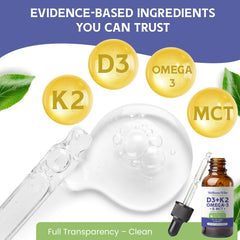 Product label showing Omega-3 and MK-7 K2 ingredients