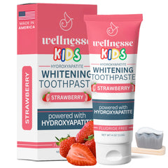 Wellnesse Kids strawberry-flavored toothpaste tube and 4 oz packaging