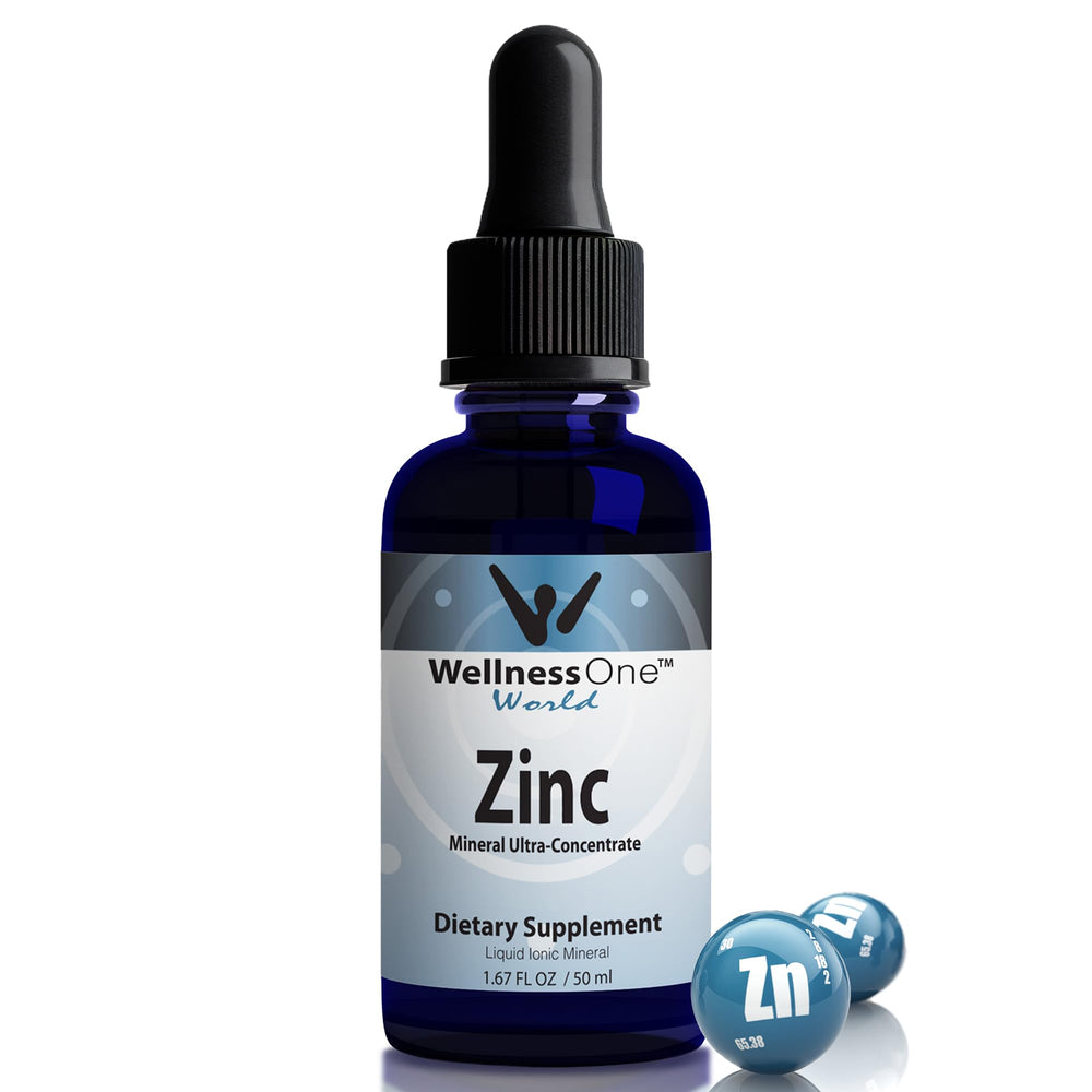 WellnessOne Ionic Liquid Zinc Drops bottle on white background