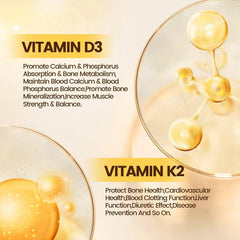 Bone and heart health benefits graphic for Wellova D3 + K2