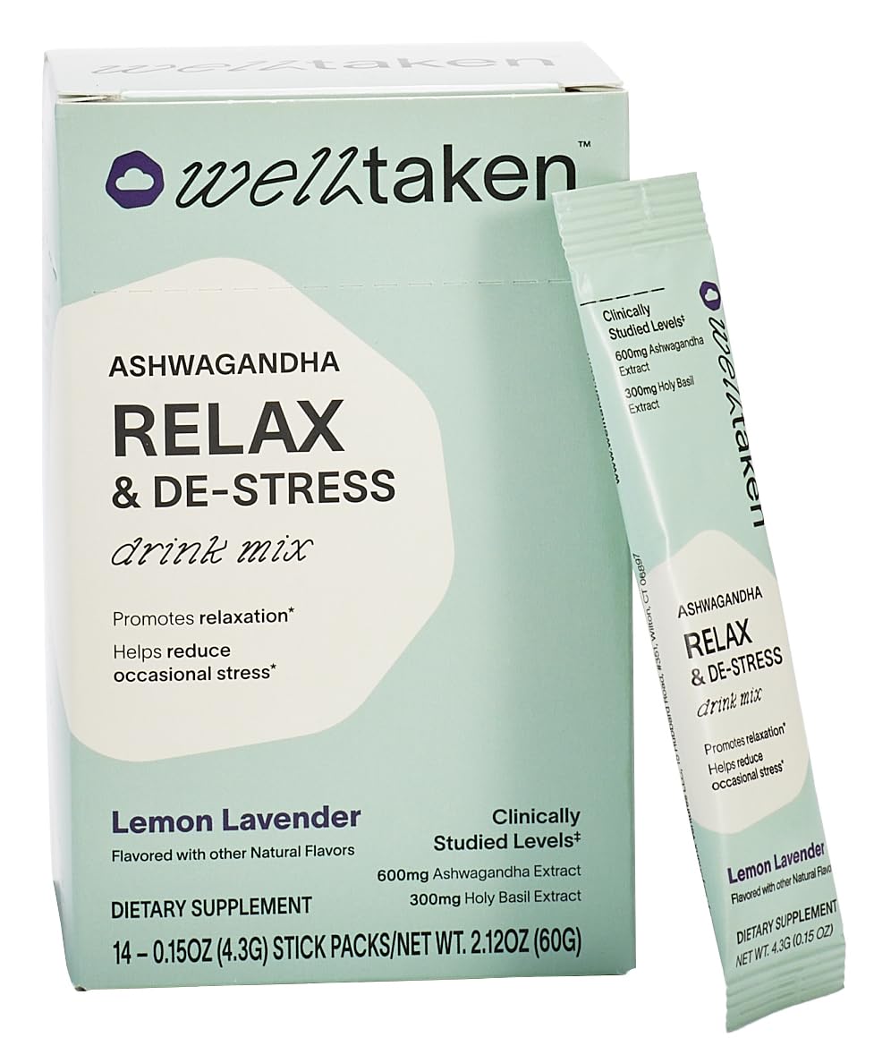 Front of WellTaken Relax & De-Stress Lemon Lavender 14-serving box