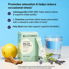 Single stick packet of WellTaken Relax & De-Stress powder