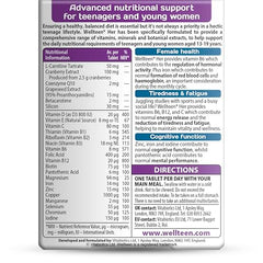 Wellteen Her bottle – back label with ingredients