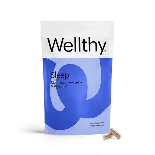 Wellthy Night Time Thermogenic bottle on a white background