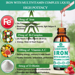 Vegan strawberry-flavored liquid iron drops