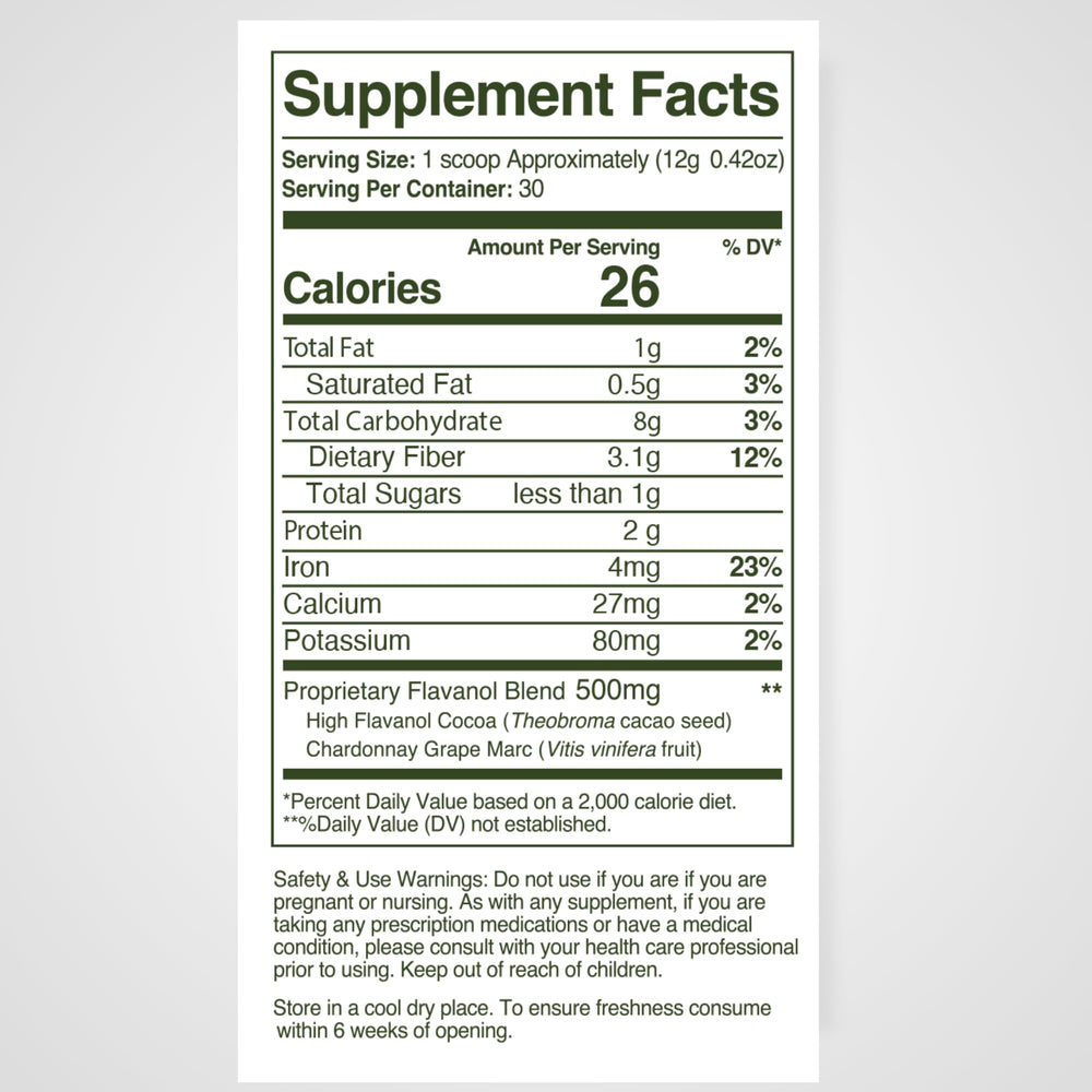 Close-up of WellVine blend ingredients and cocoa flavanols