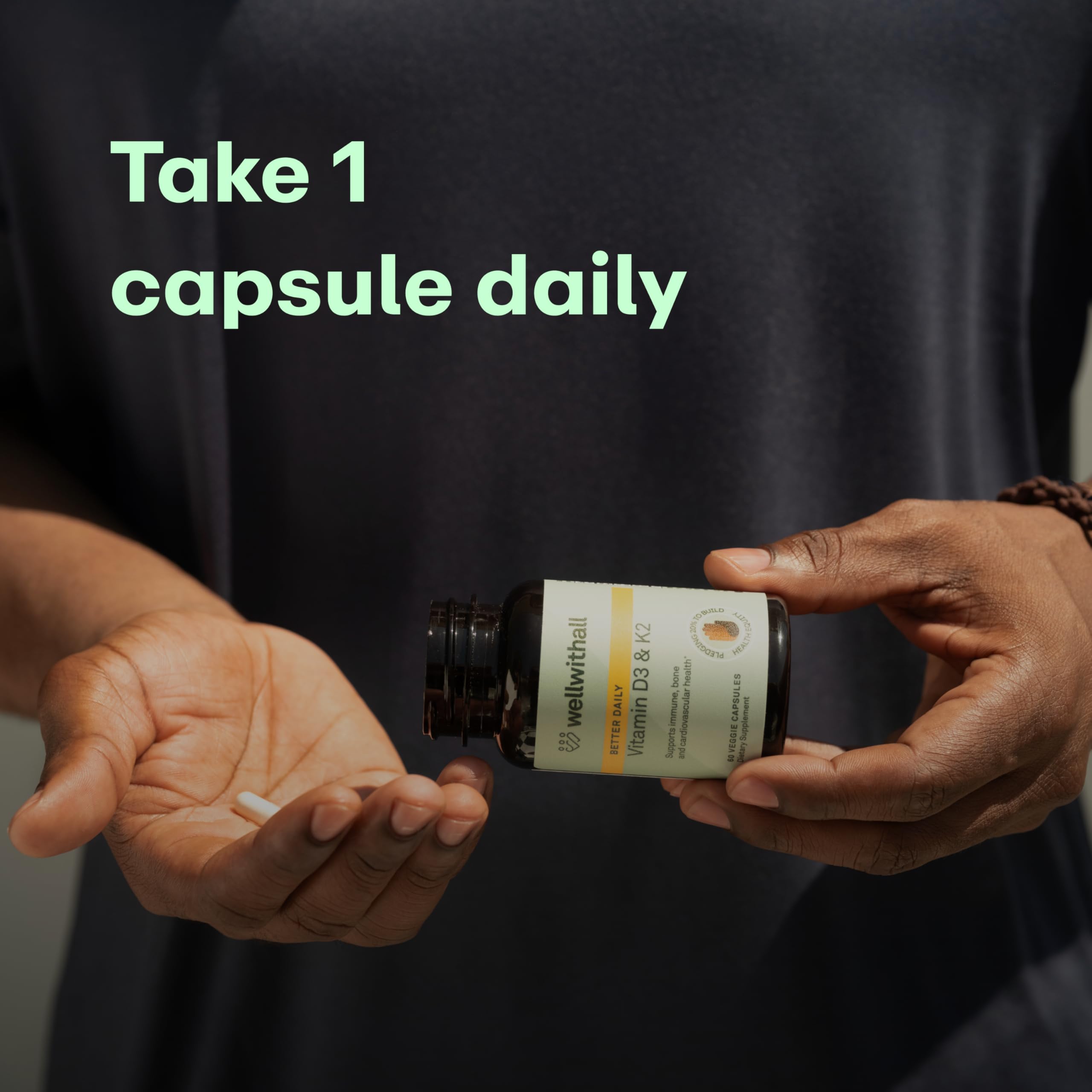 60-day supply bottle overview for WellWithAll Vitamin D3 + K2