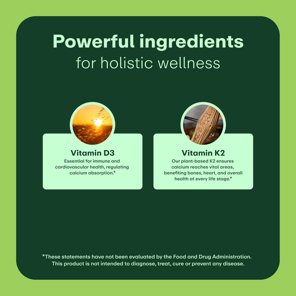 WellWithAll bottle back label detailing D3 and K2 ingredients