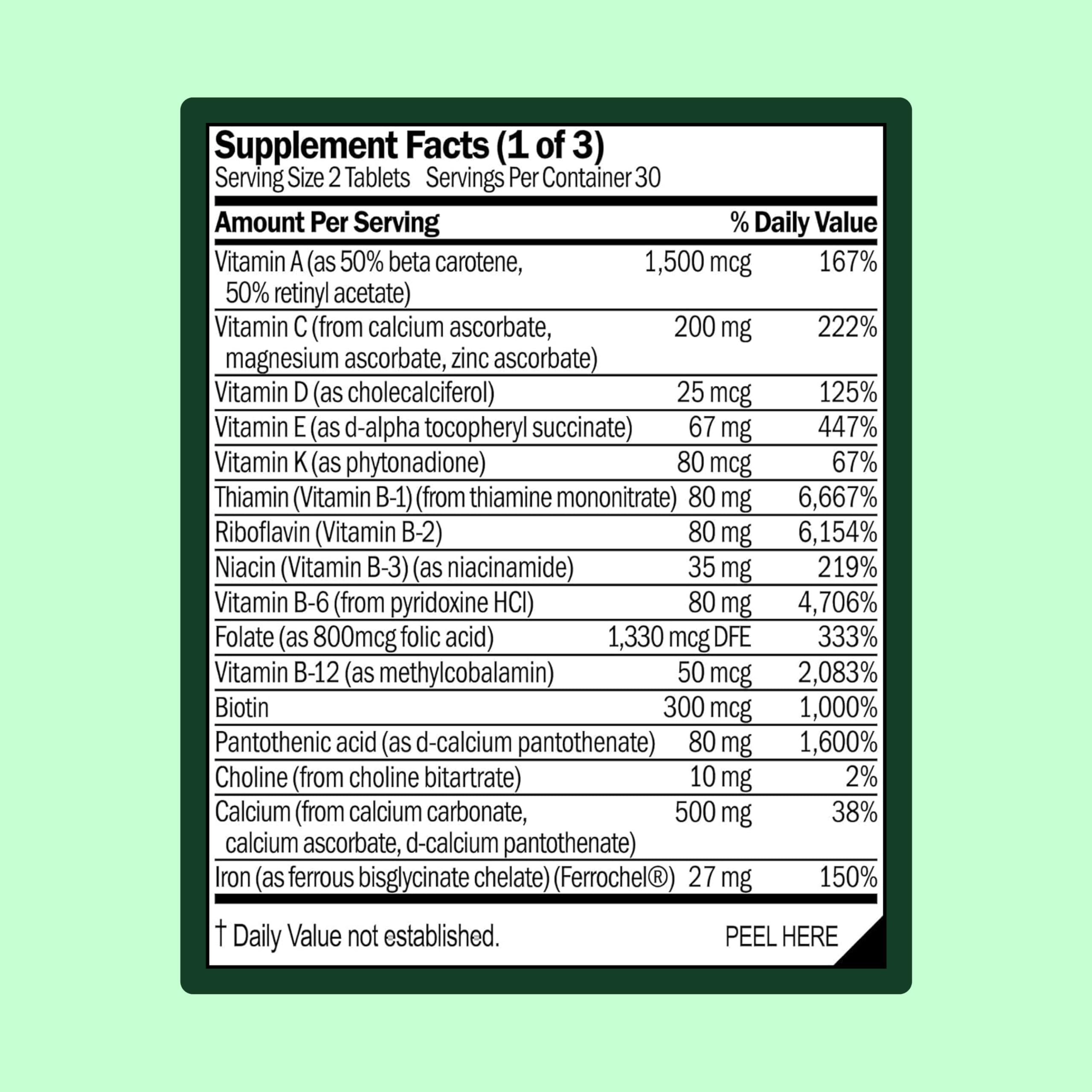 Nutrients illustration showing folate, cranberry, vitamin D, biotin and B-complex