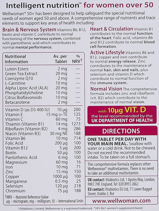 Wellwoman 50+ 30 tablets close-up