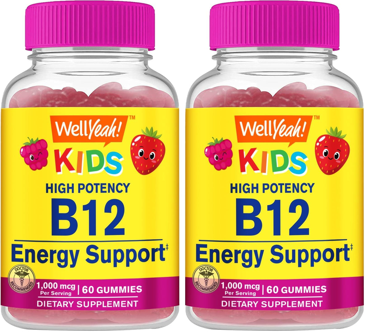 WellYeah Vitamin B12 Gummies for Kids berry flavor bottle
