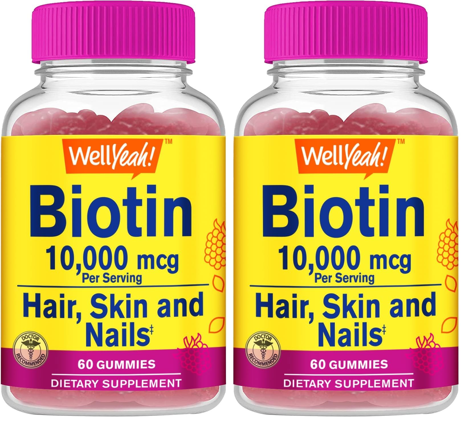 WellYeah Biotin 10000 mcg Gummies Berry front view