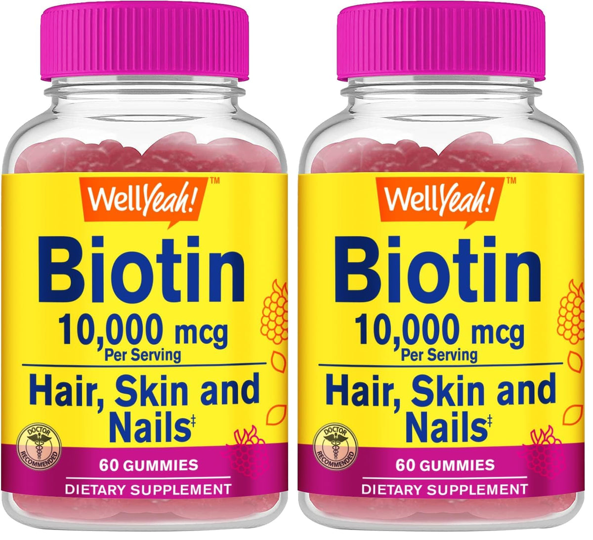 WellYeah Biotin 10000 mcg Gummies Berry front view