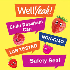 Close-up of Berry flavor gummies for WellYeah Kids Probiotics