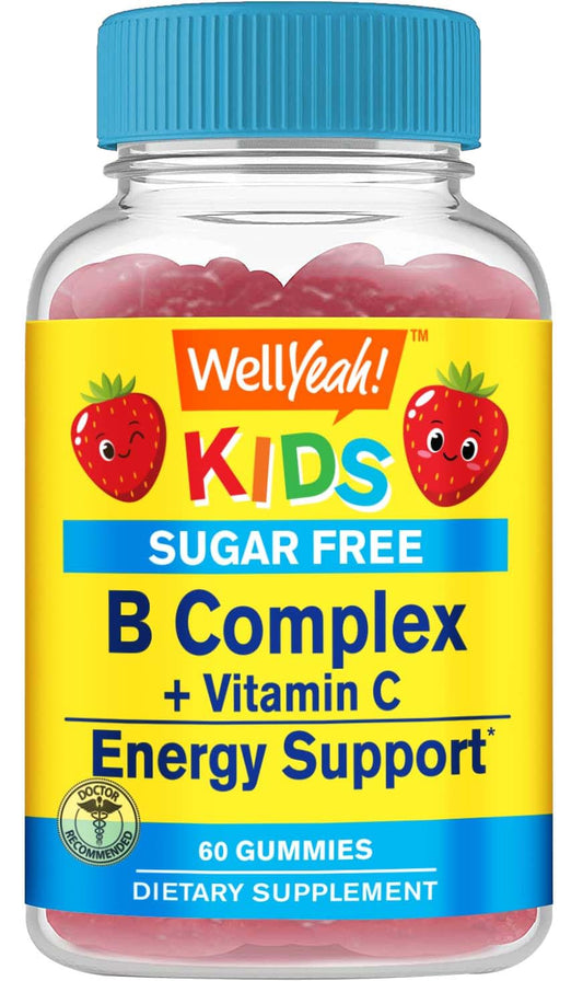 WellYeah Kids Vitamin B Complex Sugar Free Gummies Strawberry flavor bottle
