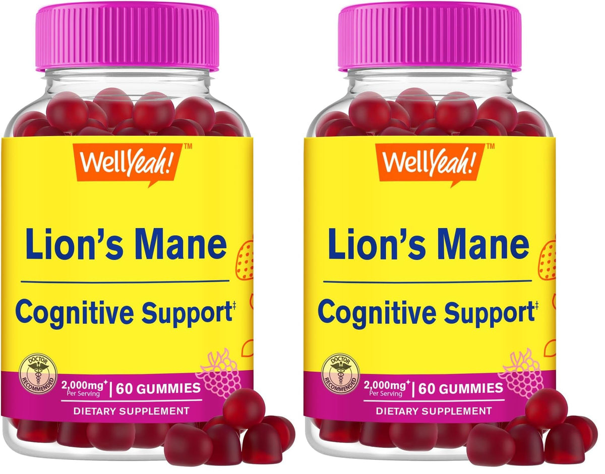 Front packaging of WellYeah Lions Mane Gummies Berry Flavor (2-pack)