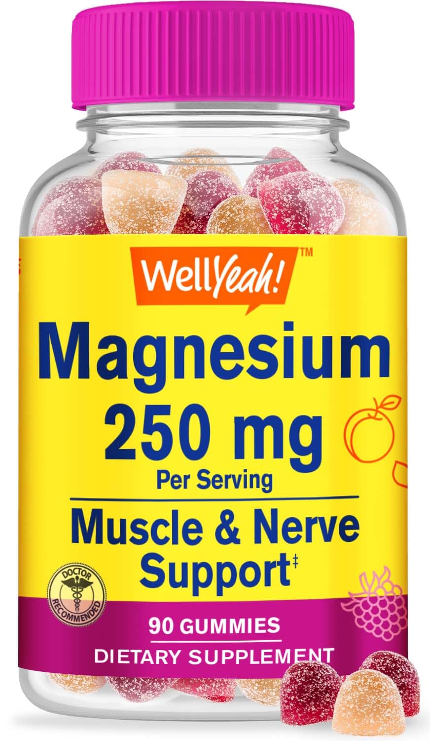 WellYeah Magnesium Citrate Gummies bottle – 90 count, 250 mg per serving