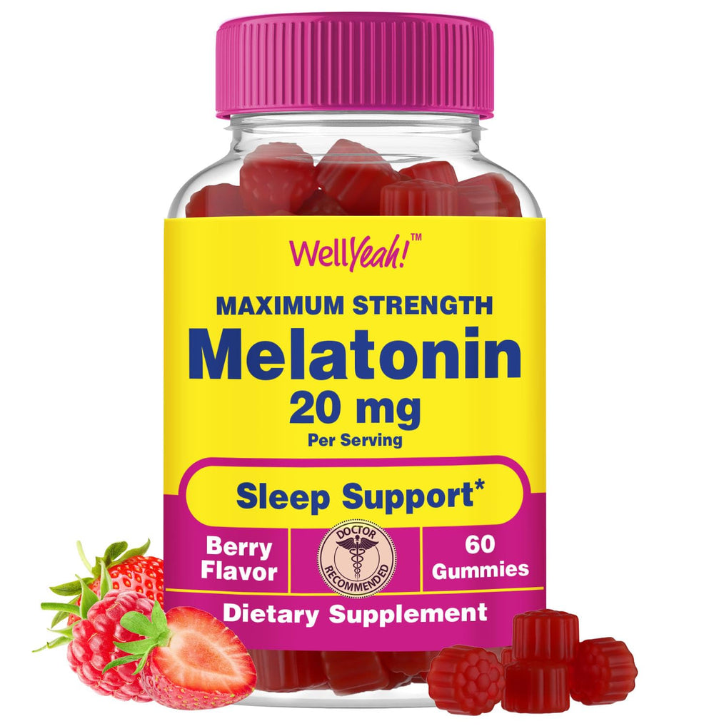 WellYeah Melatonin Gummies 20mg bottle - 60 count