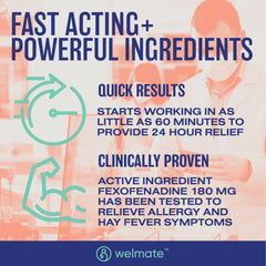 WELMATE 180mg tablets close-up shows fast-acting formula.