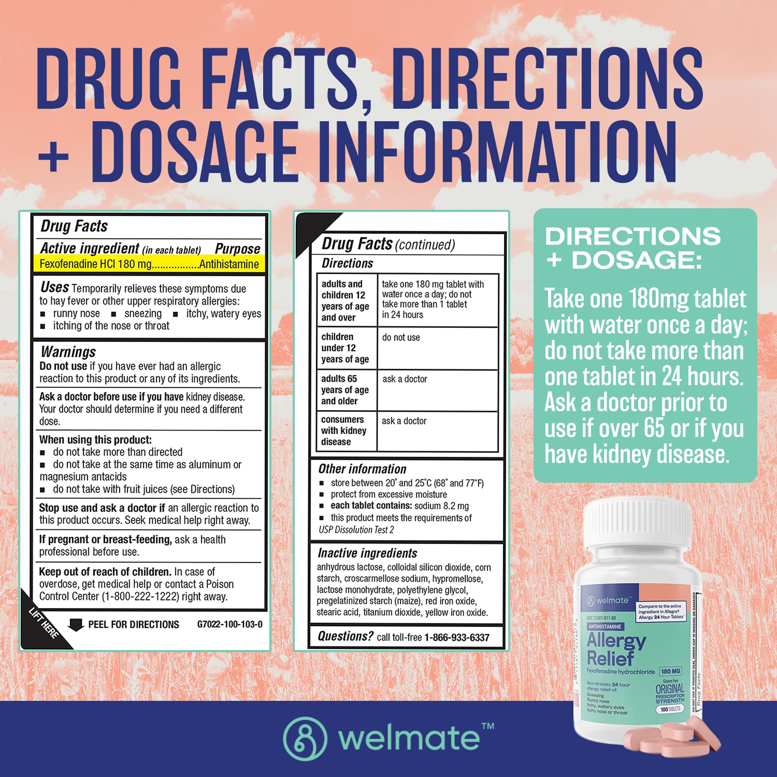 WELMATE bottle front-label detail emphasizing dosage and trusted branding.