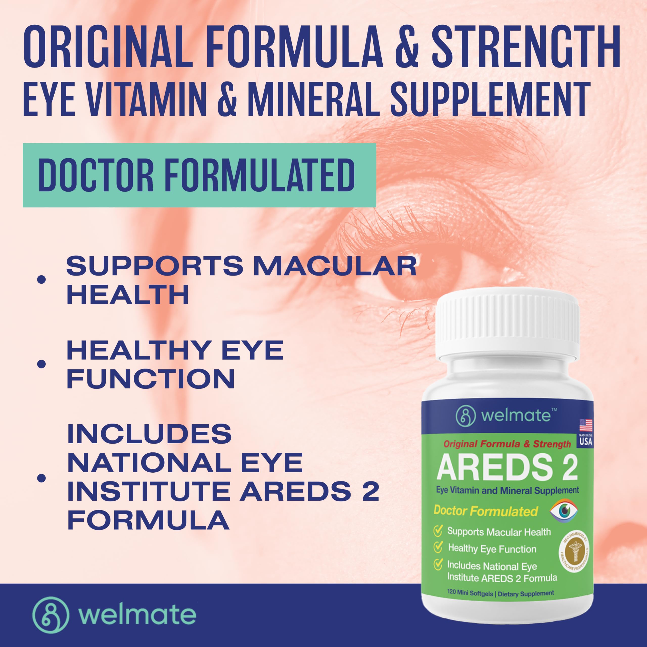 Two mini AREDS 2 softgels representing daily dosage