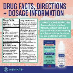 WELMATE topical solution being applied to skin for targeted antifungal action.