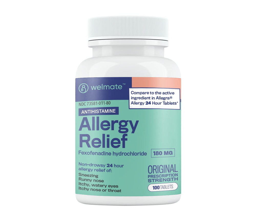 WELMATE Fexofenadine 180mg tablets pack for non-drowsy daily relief.