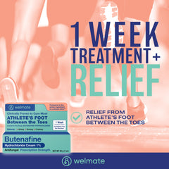 WELMATE foot-relief closeup demonstrates greaseless relief on affected area.