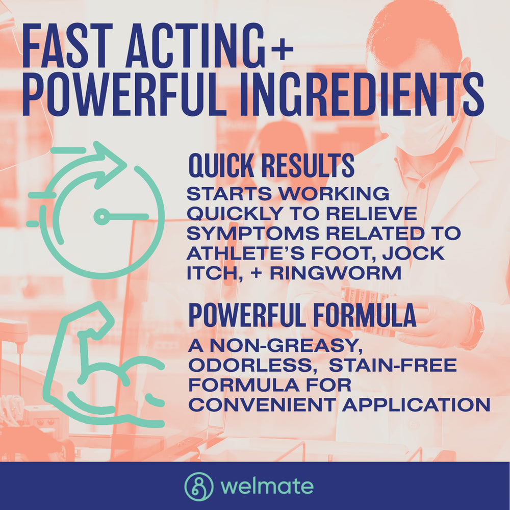 WELMATE toenail-area closeup indicates nail fungus risk-reduction routine.
