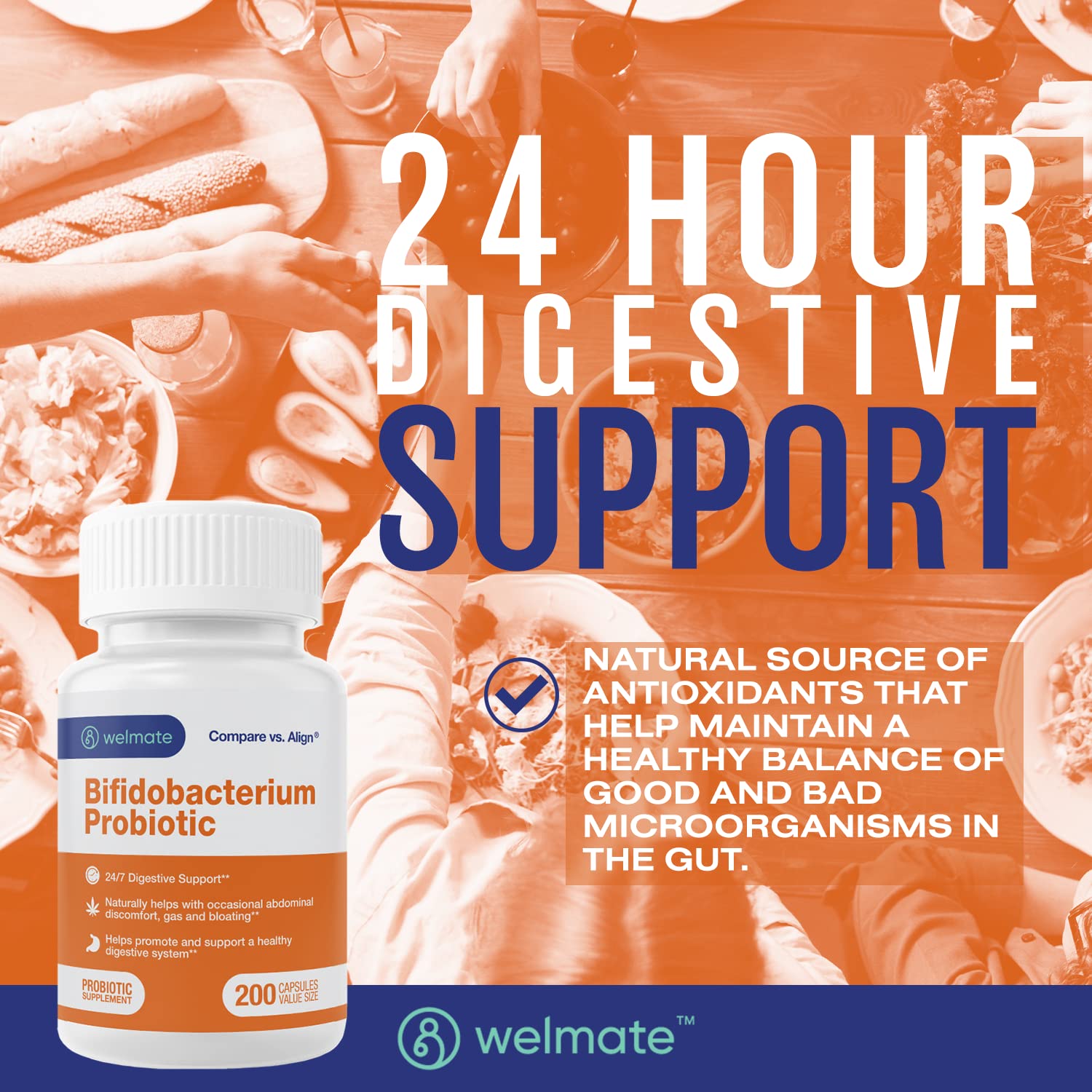 Gluten-free vegan probiotic bottle on a clean background