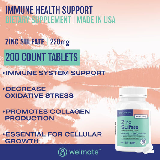 Label showing 50 mg elemental zinc per tablet