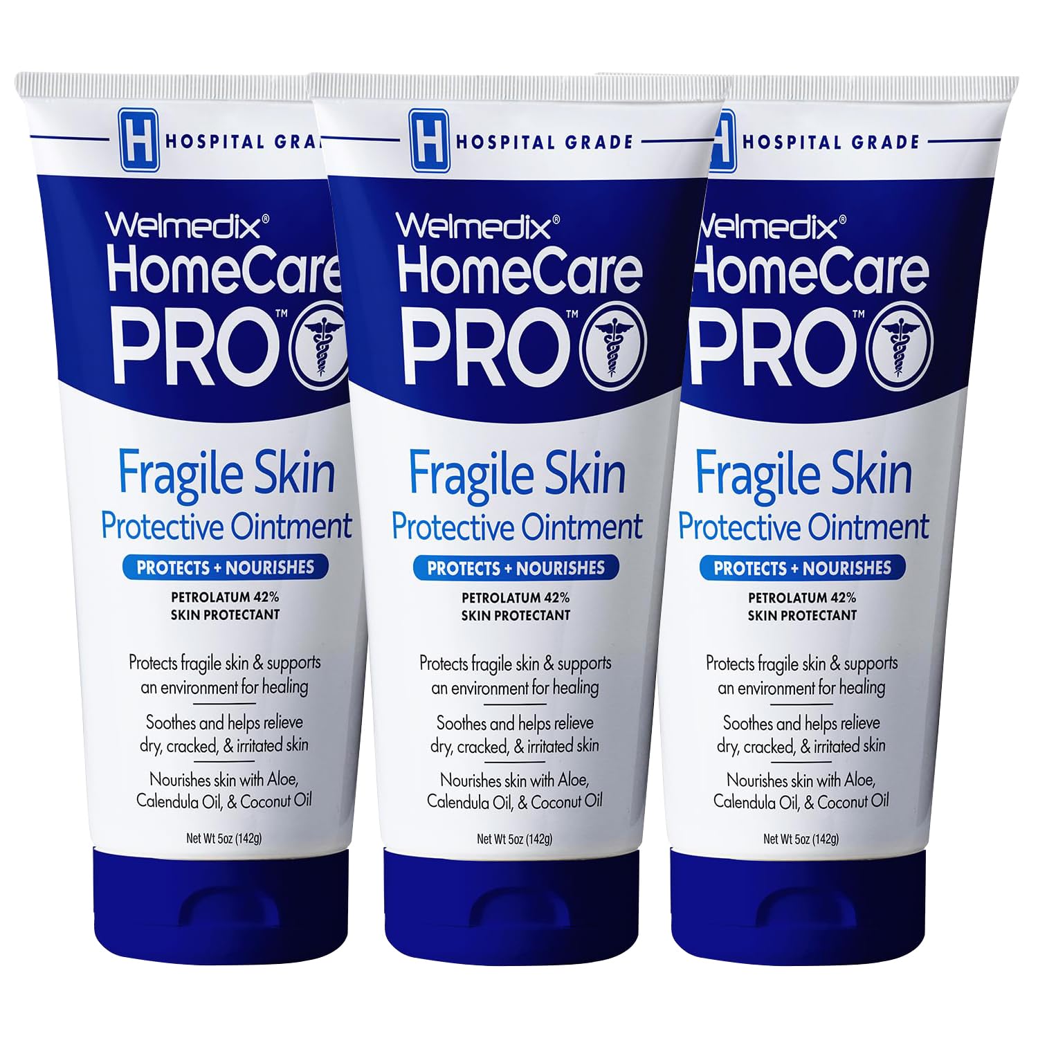 Welmedix Fragile Skin Ointment bottle provides daily barrier protection.