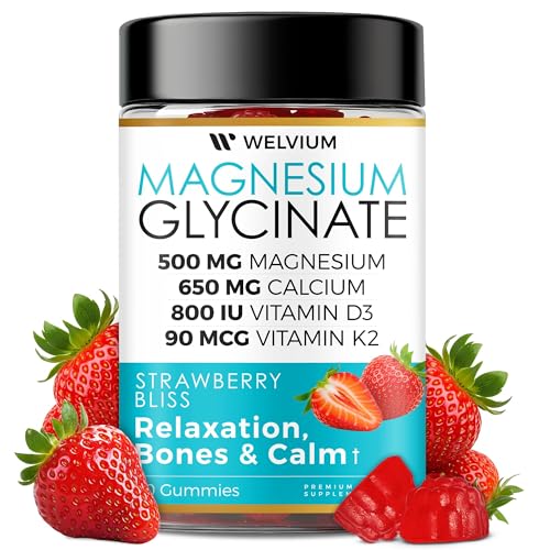 WELVIUM Sleep Gummies bottle highlighting 500 mg magnesium glycinate